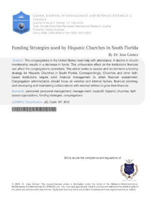 Funding Strategies Used by Hispanic Churches in South Florida.