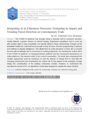 Integrating AI in e-Business Processes: Evaluating its Impact and Trending Future Direction on Contemporary Trade
