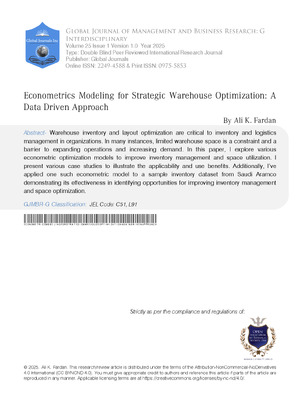 Econometrics Modeling for Strategic Warehouse Optimization