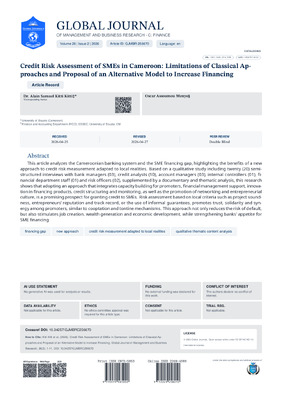 Credit Risk Assessment of SMEs in Cameroon: Limitations of Classical Approaches and Proposal of an Alternative Model to Increase Financing