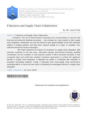 E-Business and Supply Chain Collaboration