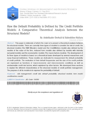 Haw the Default Probability is Defined by the Credit Portfolio Models: A Comparative Theoretical Analysis Between the Structural Models?