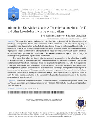 Information-Knowledge Space: A Transformation Model for IT and Other Knowledge Intensive Organizations