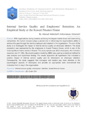 Internal Service Quality and Employees' Retention: An Empirical Study at  the Kuwait Finance House
