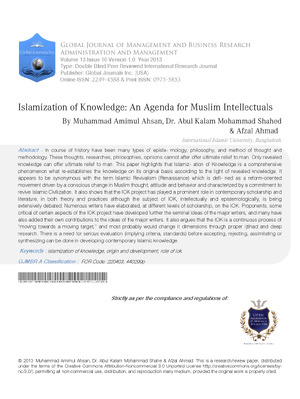 Islamization of Knowledge: An Agenda for Muslim Intellectuals