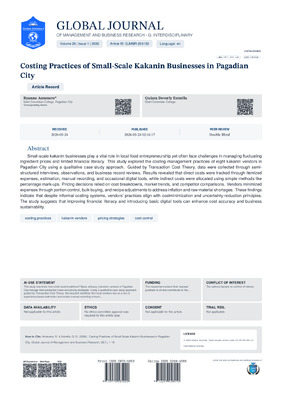 Costing Practices of Small-Scale Kakanin Businesses in Pagadian City