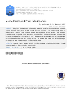 Money, Income, and Prices in Saudi Arabia
