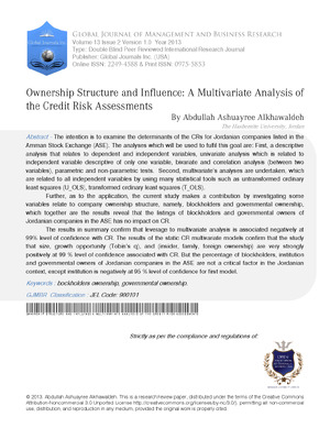 Ownership Structure and Influence: A Multivariate Analysis of the Credit Risk Assessments