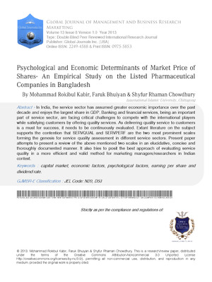 Psychological and Economic Determinants of Market Price of Shares - An Empirical Study on the Listed Pharmaceutical Companies in Bangladesh
