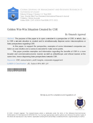 Golden Win-Win Situation Created by CSR