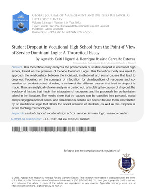 Student Dropout in Vocational High School from the Point of View of Service-Dominant Logic: A Theoretical Essay