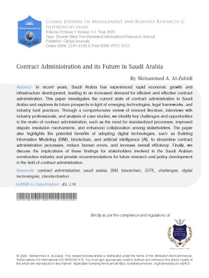 Contract Administration and its Future in Saudi Arabia