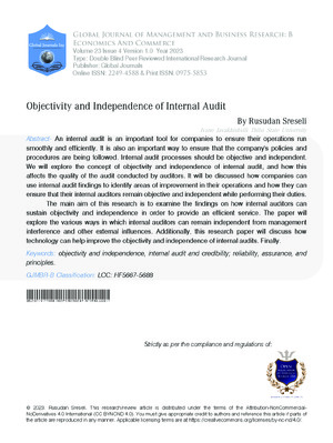 Objectivity and Independence of Internal Audit