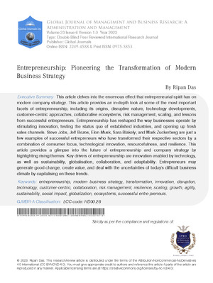 Entrepreneurship: Pioneering the Transformation of Modern Business Strategy