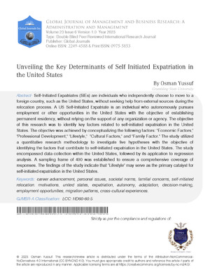 Unveiling the Key Determinants of Self Initiated Expatriation in the United States