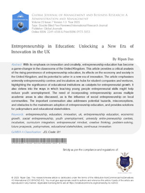 Entrepreneurship in Education: Unlocking a New Era of Innovation in the UK