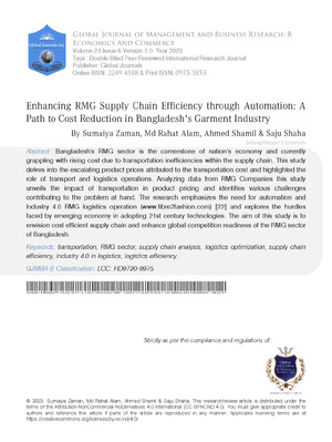 Enhancing RMG Supply Chain Efficiency through Automation: A Path to Cost Reduction in Bangladeshs Garment Industry