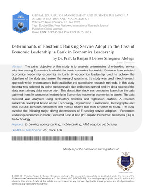 Determinants of Electronic Banking Service Adoption the Case of Economic Leadership in Bank In Economics Leadership