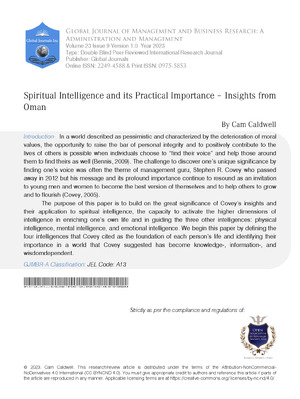 Spiritual Intelligence and its Practical Importance – Insights from Oman