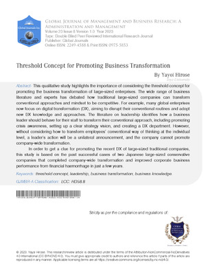 Threshold Concept for Promoting Business Transformation