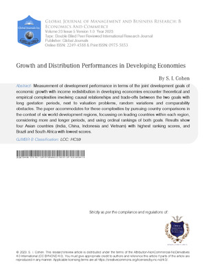 Growth and Distribution Performances in Developing Economies