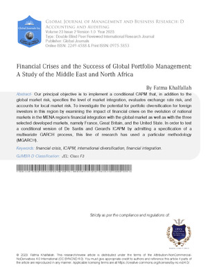 Financial Crises and the Success of Global Portfolio Management: A Study of  the Middle East and North Africa