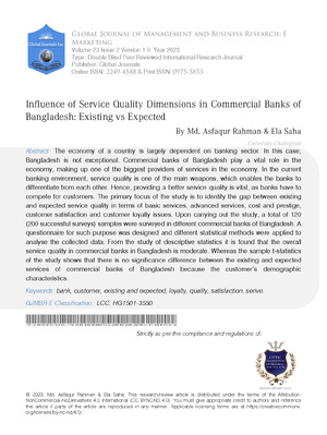 Influence of Service Quality Dimensions in Commercial Banks of Bangladesh: Existing vs Expected