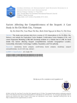 Factors Affecting the Competitiveness of the Seaport: A Case Study in Ho Chi Minh City, Vietnam
