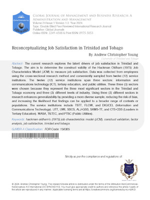 Reconceptualizing Job Satisfaction in Trinidad and Tobago