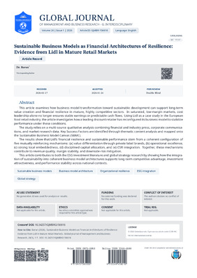 Sustainable Business Models as Financial Architectures of Resilience: Evidence from Lidl in Mature Retail Markets