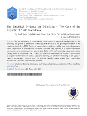 The Empirical Evidence on E-Banking - The Case of the Republic of North  Macedonia