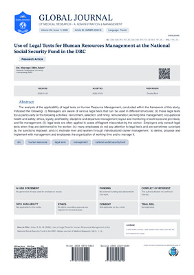 Use of Legal Texts for Human Resources Management at the National Social Security Fund in the DRC